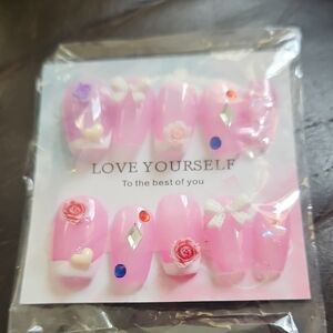 Pink Decorative False Nails